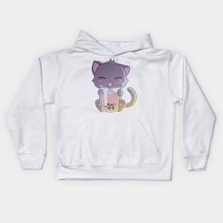 Hazy Bubble Tea Kitty Kids Hoodie